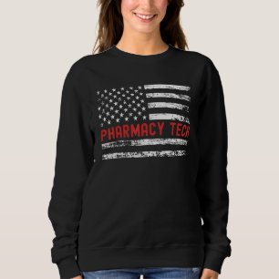 Pharmacy Tech USA Flag Profession Retro Job Title Sweatshirt