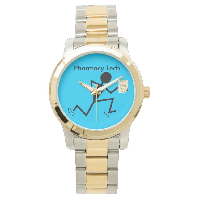 Pharmacy Tech Watch Stickman Running Blue (Front)