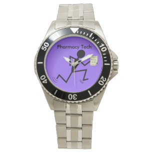 Pharmacy Tech Watch Stickman Running Purple