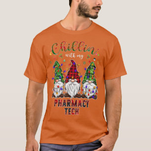 Pharmacy Tech Xmas with Gnomes Christmas Tree Ligh T-Shirt