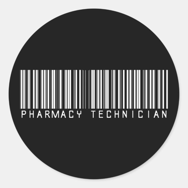 Pharmacy Technician Bar Code Classic Round Sticker (Front)