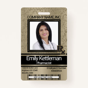Pharmacy Technician Photo Badge - Gold