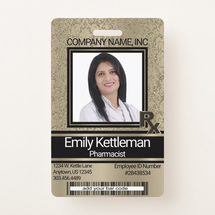 Pharmacy Technician Photo Badge - Gold | Zazzle.com