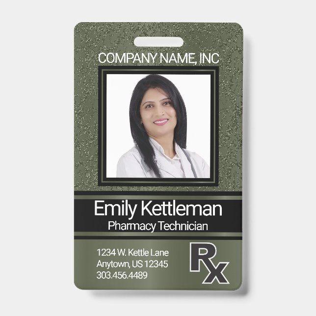 Pharmacy Technician Photo Badge - Green (Front)