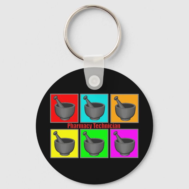 Pharmacy Technician Popart Gifts Keychain (Front)