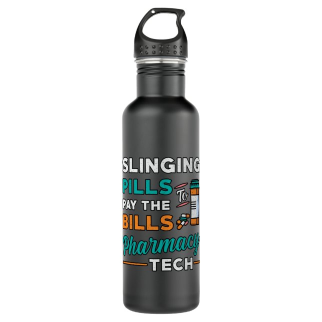 Pharmacy Technician Slinging Pills Pharmacist Gift Stainless Steel Water Bottle (Front)