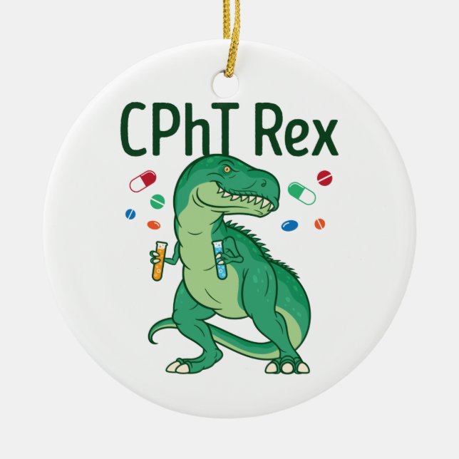 Pharmacy Technician Tech CPhT Rex Ceramic Ornament (Front)