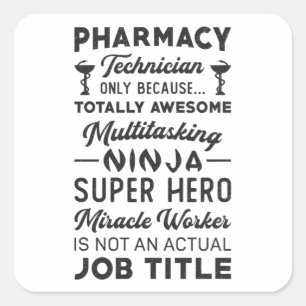 Pharmacy Technician Tech Hero Medicine Pharmacist Square Sticker