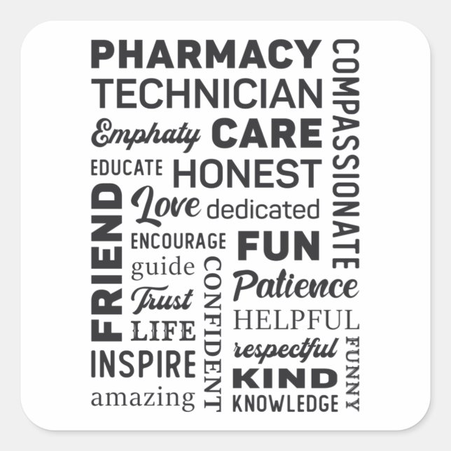 Pharmacy Technician Tech Medicine Pharmacist Gift Square Sticker (Front)