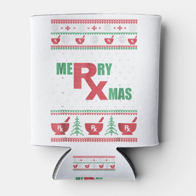 Pharmacy ugly christmas - merry xmas can cooler (Front)