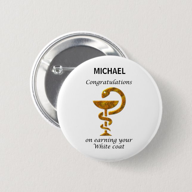Pharmacy White Coat Ceremony Congratulations Button (Front & Back)