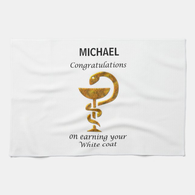 Pharmacy White Coat Ceremony Congratulations Kitchen Towel (Horizontal)