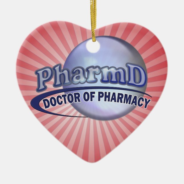 PharmD  BLUE LOGO -  DOCTOR OF PHARMACY Ceramic Ornament (Front)