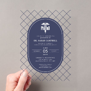 PharmD Doctor of Pharmacy Graduation Check Pattern Acrylic Invitations