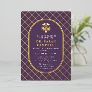 PharmD Doctor of Pharmacy Graduation Check Pattern Foil Invitation