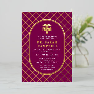 PharmD Doctor of Pharmacy Graduation Check Pattern Foil Invitation