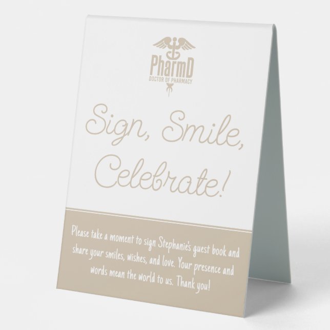 PharmD Doctor of Pharmacy Graduation Guest Book Table Tent (Front)