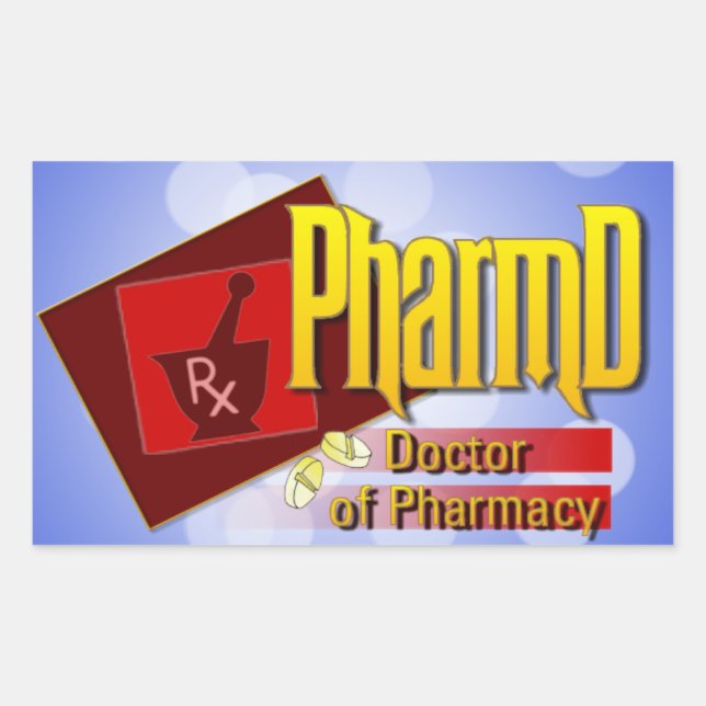 PharmD Doctor of Pharmacy LOGO Rectangular Sticker (Front)