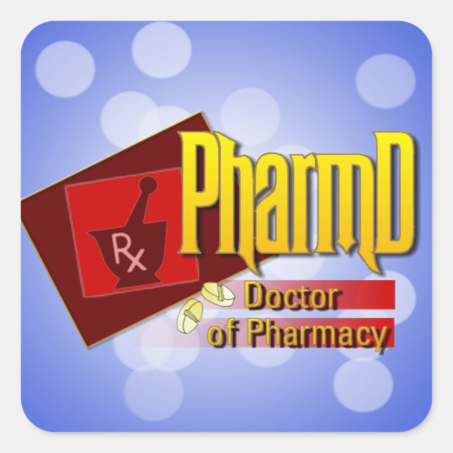 PharmD Doctor of Pharmacy LOGO Square Sticker (Front)