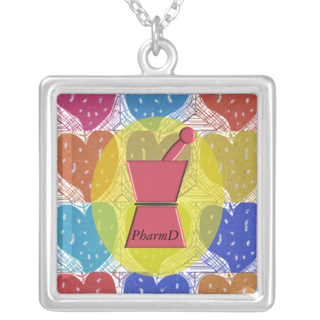 PharmD Pharmacist Hearts Sterling Necklace (Front)
