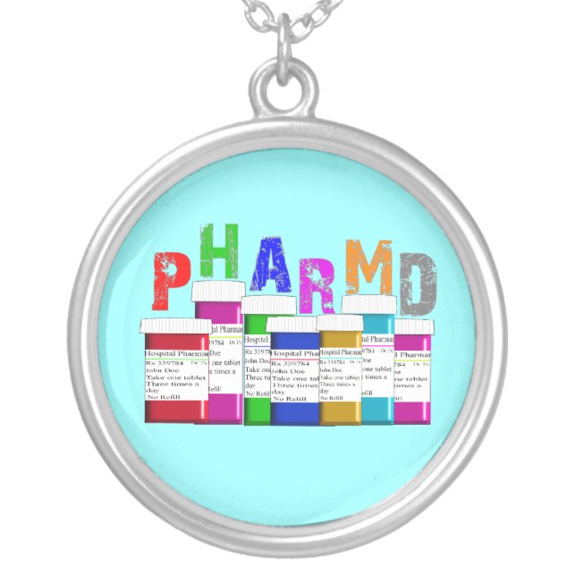 PharmD Pharmacy Student Sterling Necklace (Front)