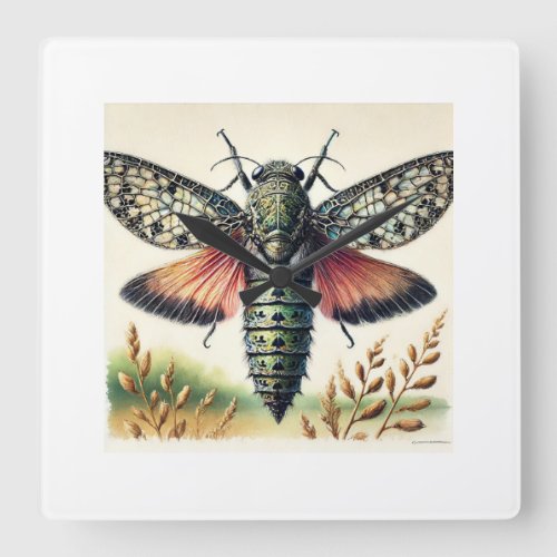 Pharsalia Butterfly 180624IREF109 _ Watercolor Square Wall Clock