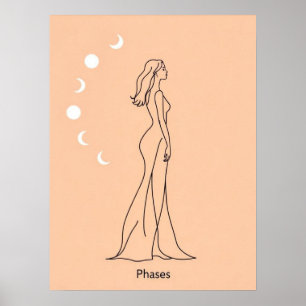 Phases – Feminine Moon Cycle Line Art Poster