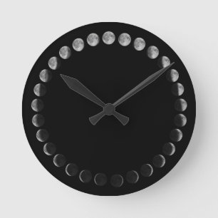 Phases of Moon, Moon Phase, Lunar cycle, moon, sky Round Clock