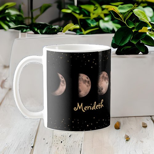 Phases of Moon on a Starry Night Personalized Coffee Mug