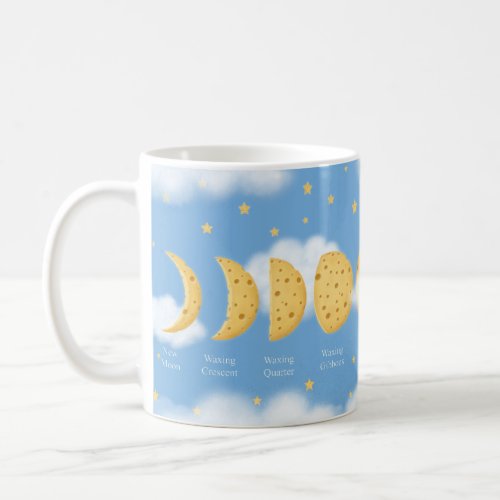 Phases of the Cheese Moon Blue Skies Lunar Chart Coffee Mug