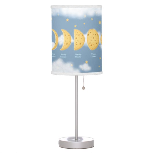 Phases of the Cheese Moon Dreamy Sky Lunar Chart Table Lamp (Left)