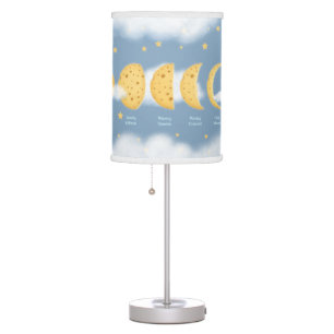 Phases of the Cheese Moon Dreamy Sky Lunar Chart Table Lamp