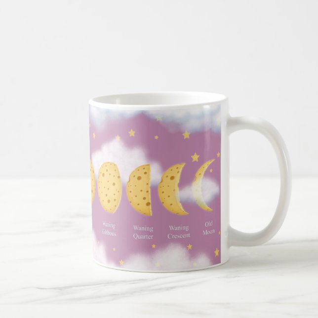 Phases of the Cheese Moon Pink Sky Lunar Chart Coffee Mug (Right)