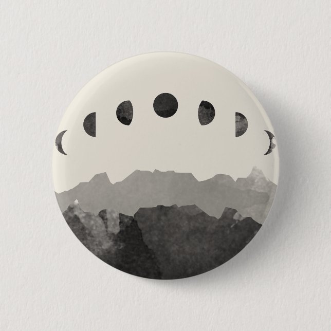 Phases of the Moon Astronomy Space Watercolor Button (Front)