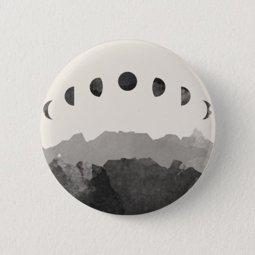 Phases of the Moon Astronomy Space Watercolor Button