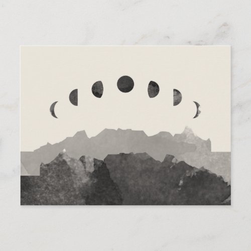 Phases of the Moon Astronomy Space Watercolor Postcard