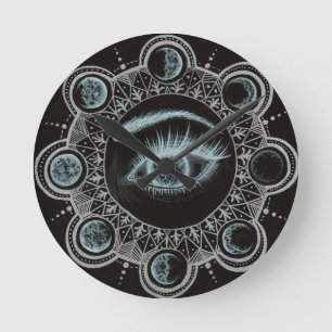 Phases of the Moon Eye Round Clock