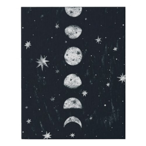 Phases of the moon Faux Wrapped Canvas Print