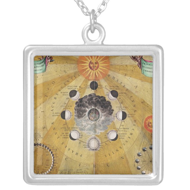 Phases of the Moon, from 'The Celestial Atlas Silver Plated Necklace (Front)