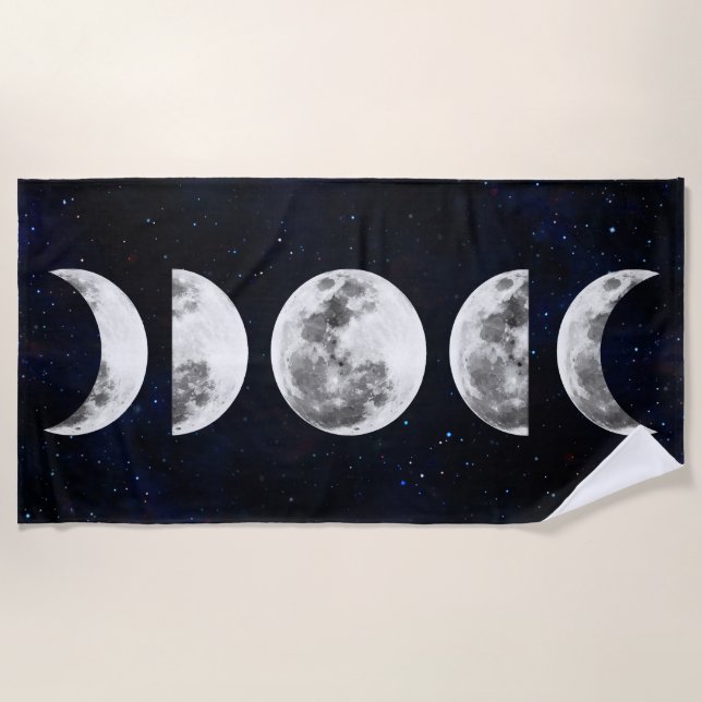 Phases of the Moon Galaxy Beach Towel (Front)
