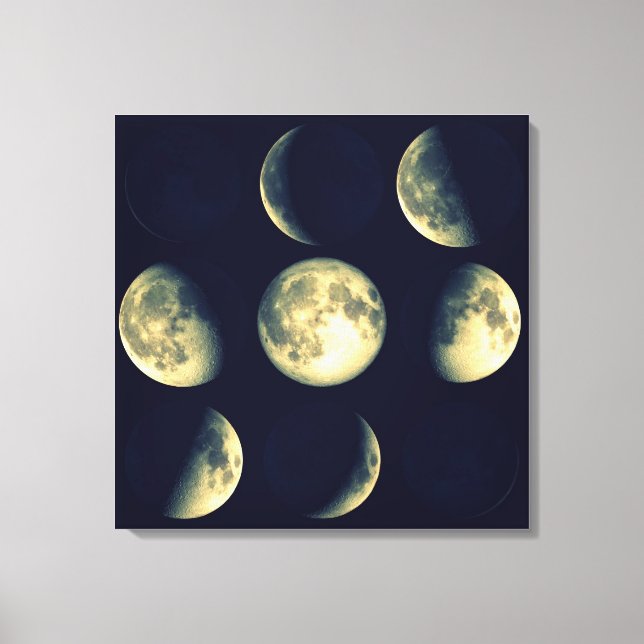 Phases of The Moon ~ Lunar Cycle Canvas Print (Front)