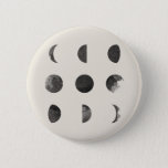 Phases Of The Moon Lunar Watercolor Button at Zazzle