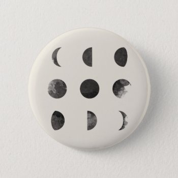 Phases Of The Moon Lunar Watercolor Button by DifferentStudios at Zazzle