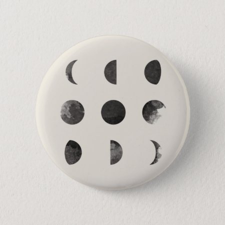 Phases Of The Moon Lunar Watercolor Button
