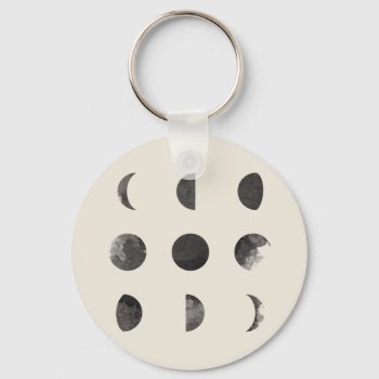 Phases Of The Moon Lunar Watercolor Keychain by DifferentStudios at Zazzle