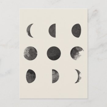 Phases Of The Moon Lunar Watercolor Postcard by DifferentStudios at Zazzle