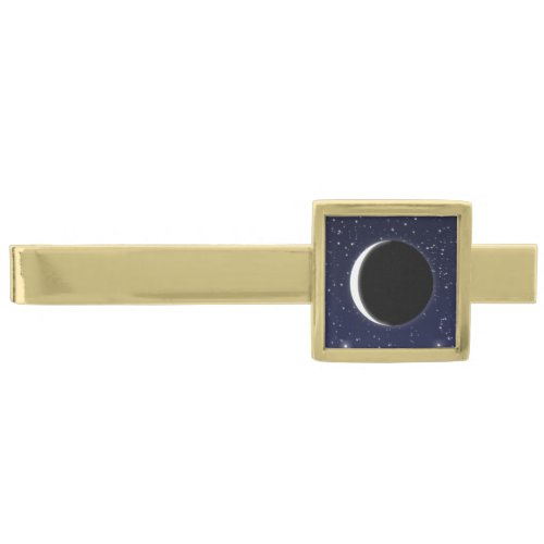 Phases of the Moon new moon Gold Finish Tie Bar