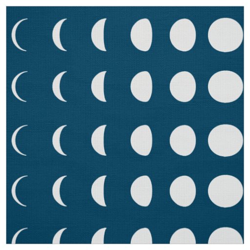 Phases of the Moon on Deep Midnight Blue Fabric