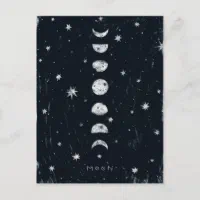 Phases of the moon post card