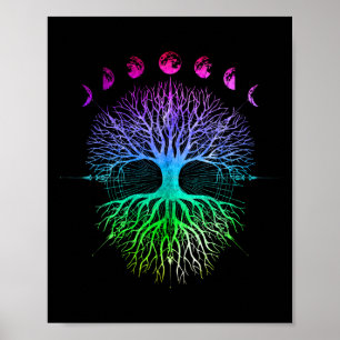Phases Of The Moon Tree Of Life Hippy Poster
